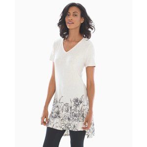 Soma Soft Jersey Short Sleeve Tunic Tee Womens XS Fine Lotus Lineborder Heather